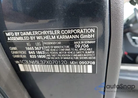 2007 Chrysler Crossfire Limited из США, поврежденный, VIN 1C3LN65L37X070120